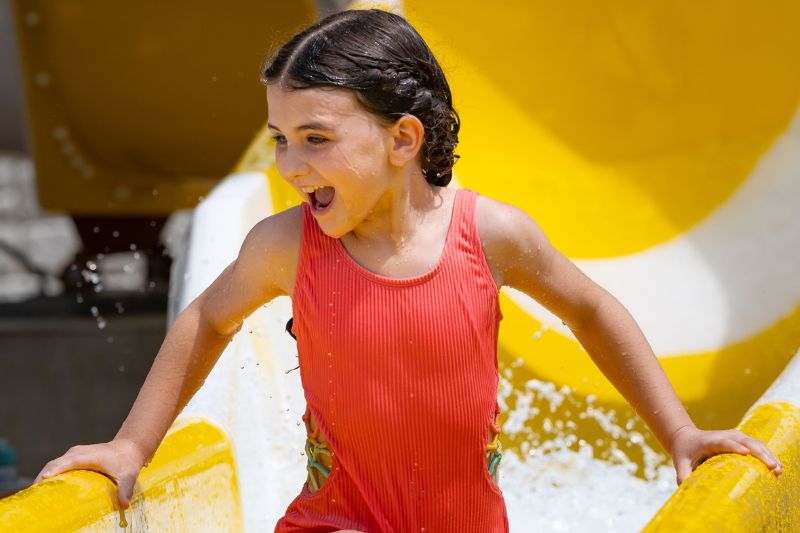 Green Slide at Spray Pad